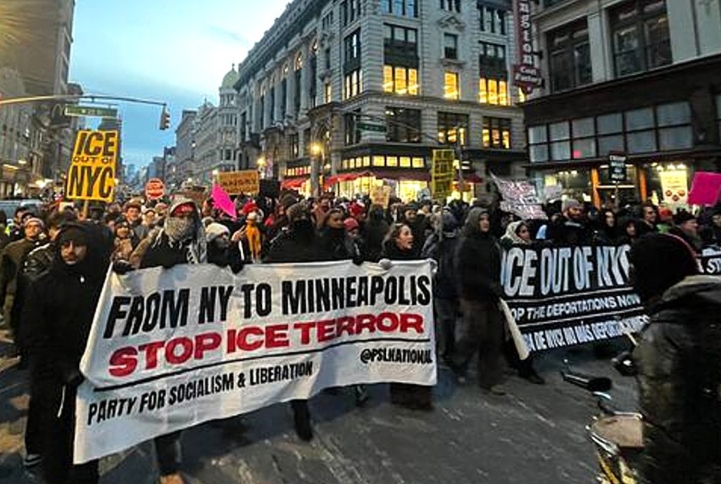 Thousands in NYC march in protest after ICE fatally shoots man in Minneapolis