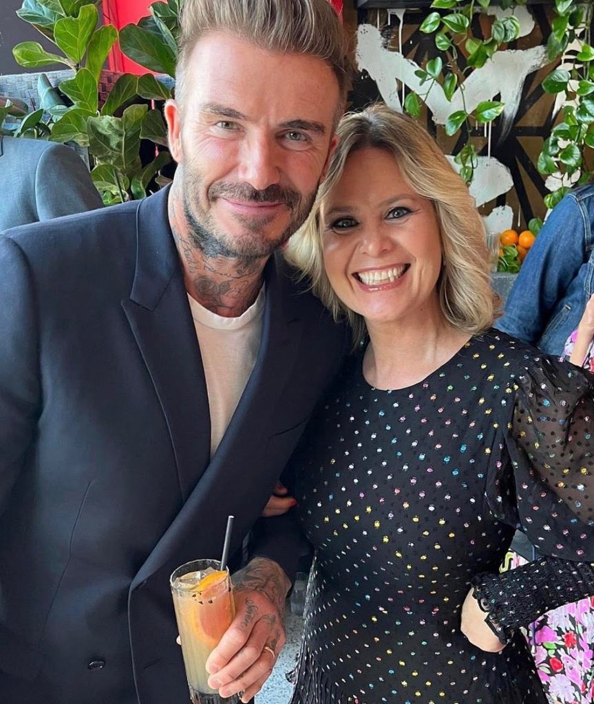 Writer Suzanne Baum with David Beckham