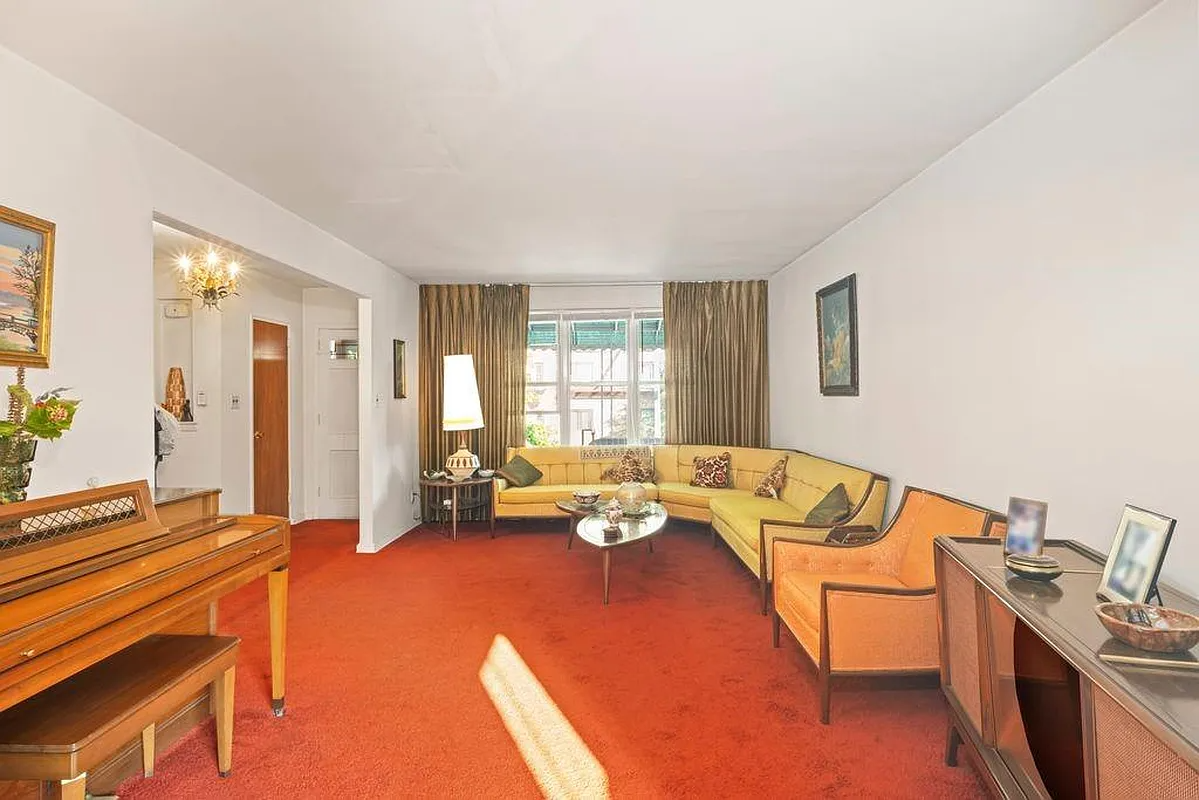 bath beach - living room with orange shag carpet