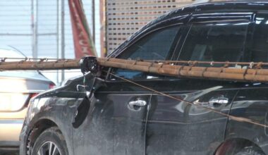Wires fall from elevated subway tracks in Brooklyn onto cars below