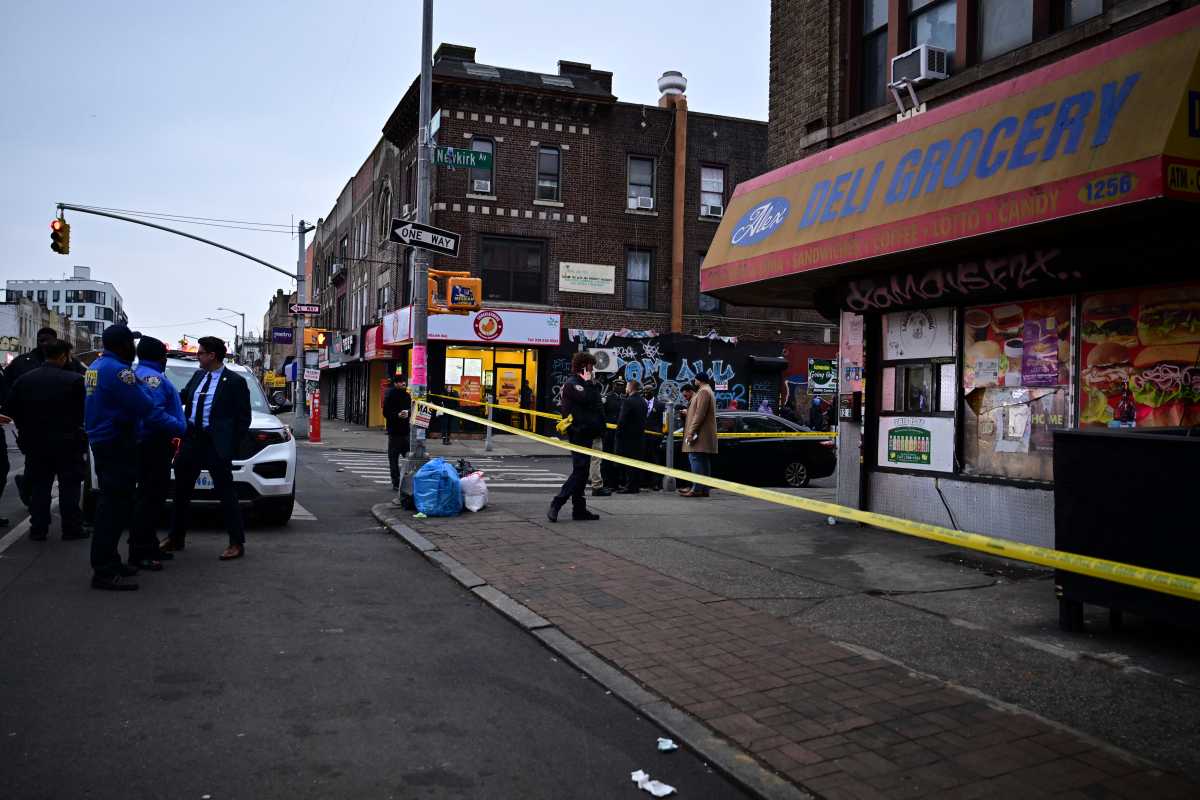 Police at scene of shooting at Brooklyn deli