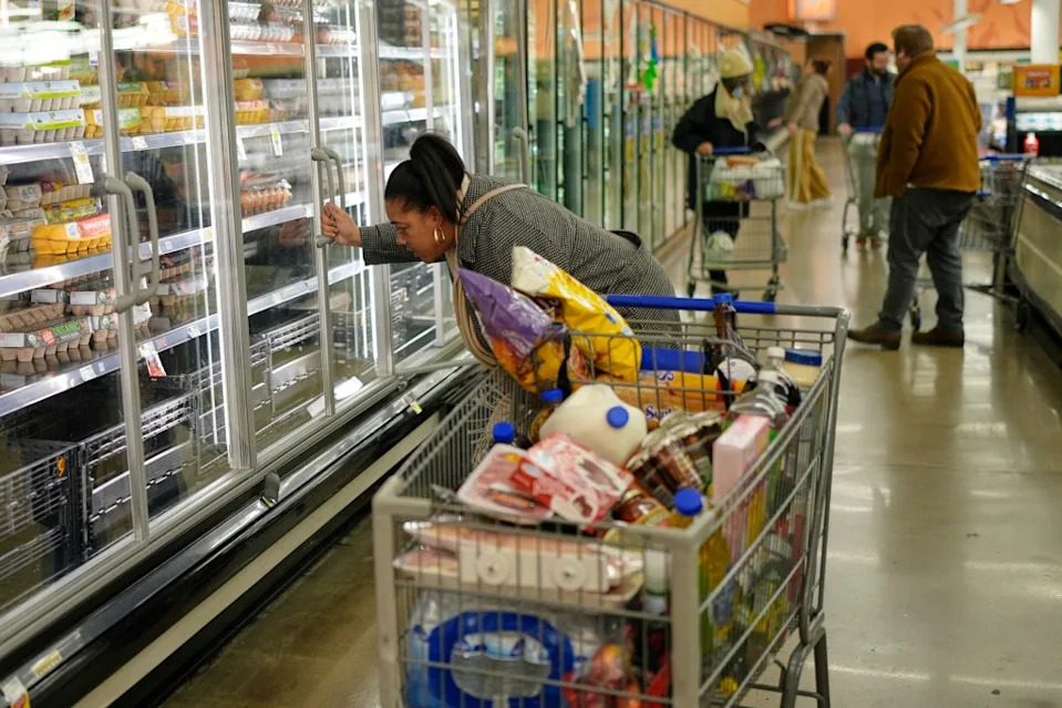 Shoppers stocked up on food to prep for the storm, which is expected to hit 40 states. AP