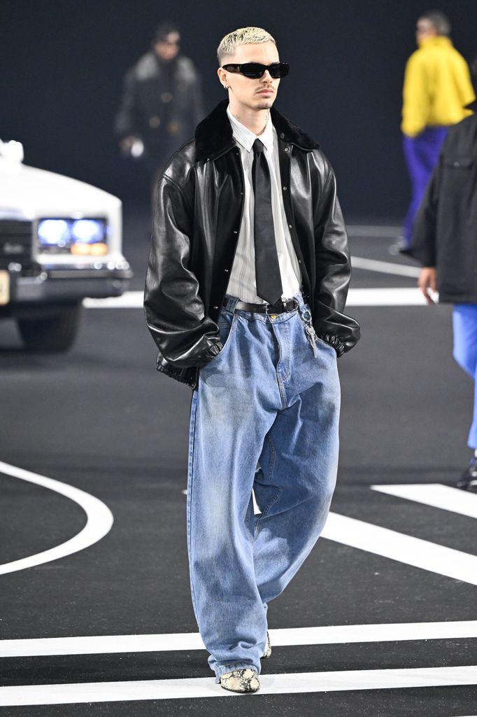Romeo Beckham on the runway at the Willy Chavarria Men's Fall/Winter 2026 fashion show
