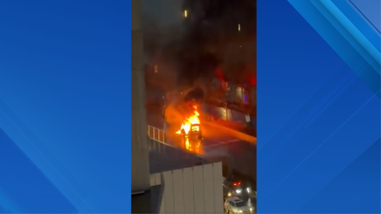 Car fire rages outside Manhattan’s Whitney Museum