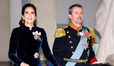 Queen Mary and King Frederik welcome guests to New Year's parties in snowy Copenhagen