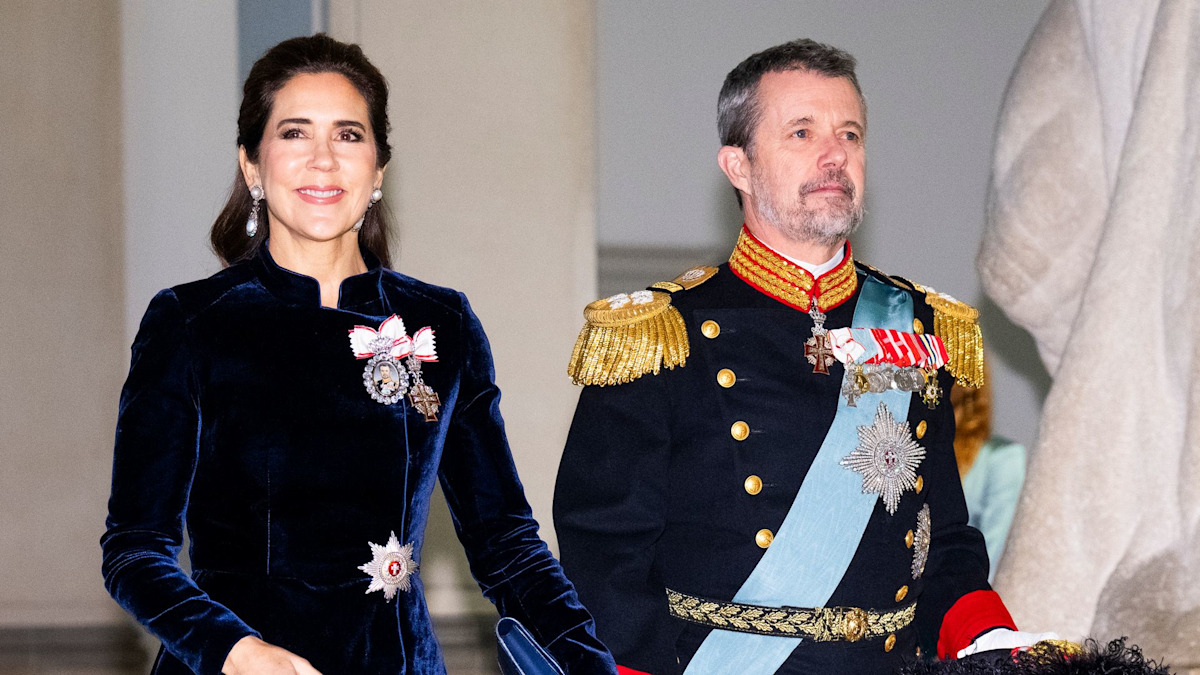 Queen Mary and King Frederik welcome guests to New Year's parties in snowy Copenhagen