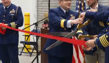 ribbon cutting at new coast guard facility
