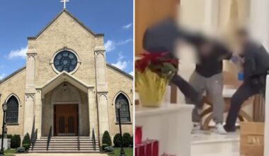 Wild moment cops Tase crazed man in NYC church during morning Mass