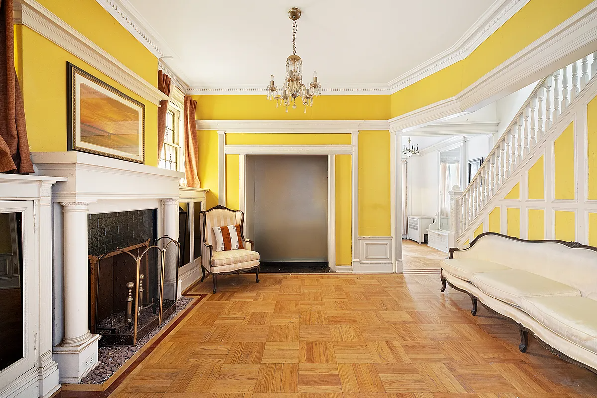 brooklyn - parlor with wood floor, mantel