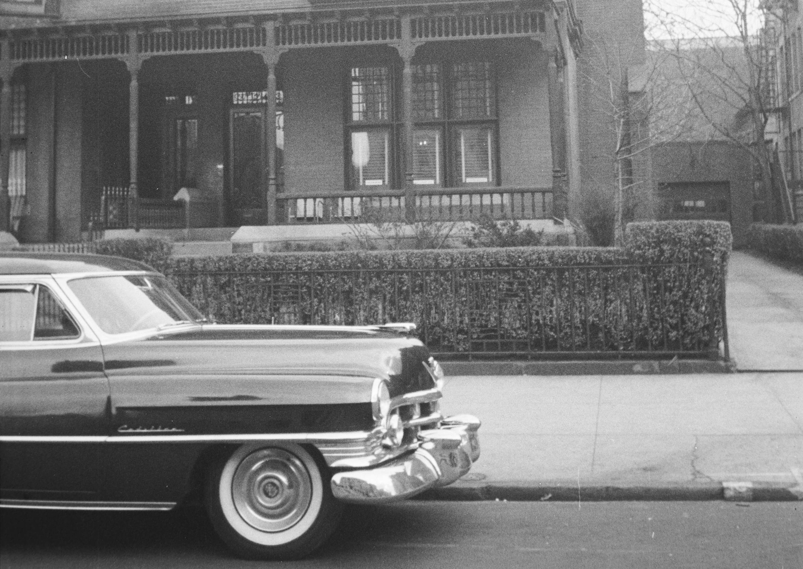 black and white photo of a car