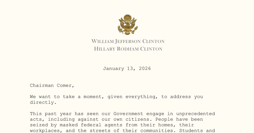 Read the Clintons’ Personal Letter to Comer