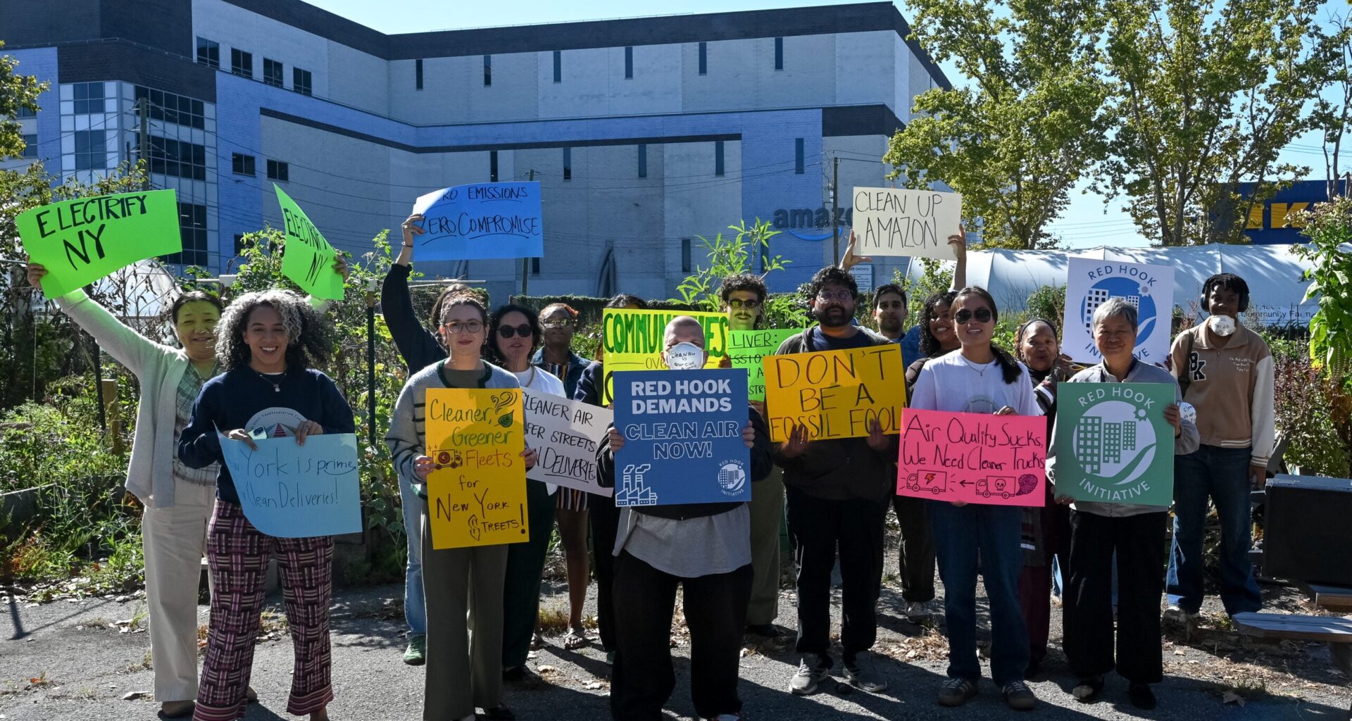 ElectrifyNY Coalition at Oct 1, 2025 press conference in Red Hook Community Farms. (Michelle Stockwell/Earthjustice)
