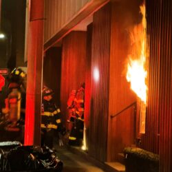 Firefighters respond to a fire at 175 Water St. in DUMBO, Wednesday night, Aug. 7. Photo courtesy of Doreen Gallo