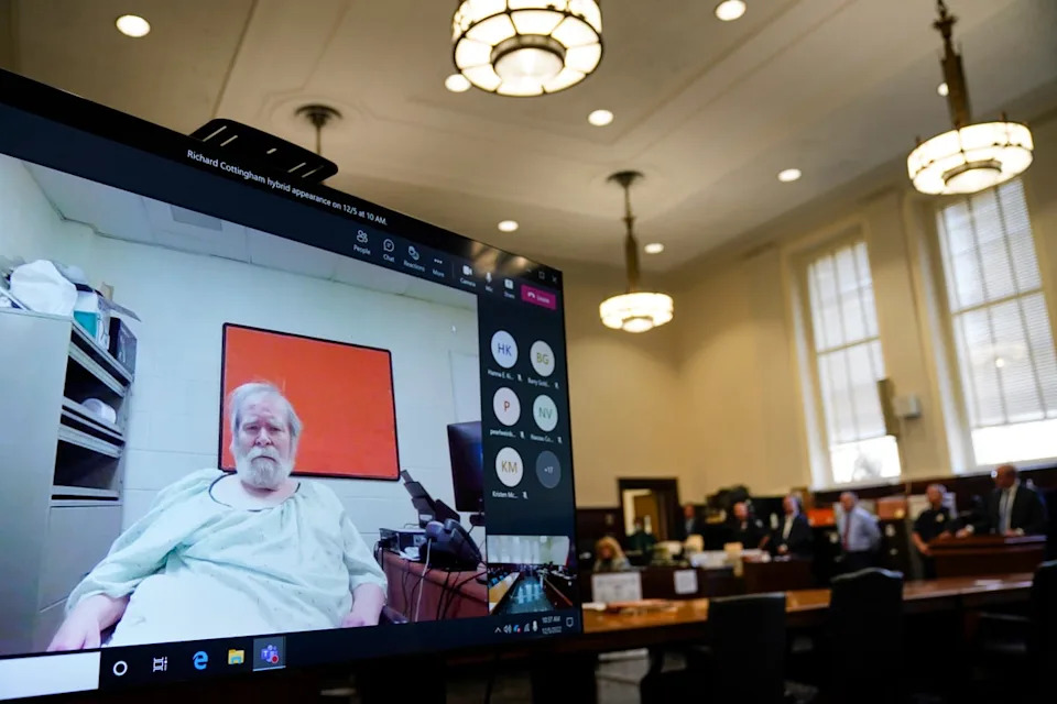 Richard Cottingham makes a remote appearance at a courtroom in Mineola, N.Y., Monday, Dec. 5, 2022 (AP)