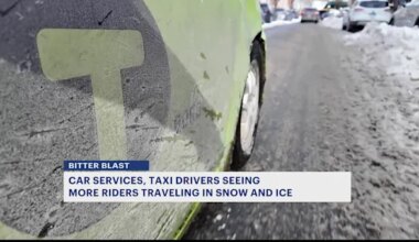 News 12 | Brooklyn | Car services, taxi drivers seeing influx of riders traveling in snow, ice in Williamsburg