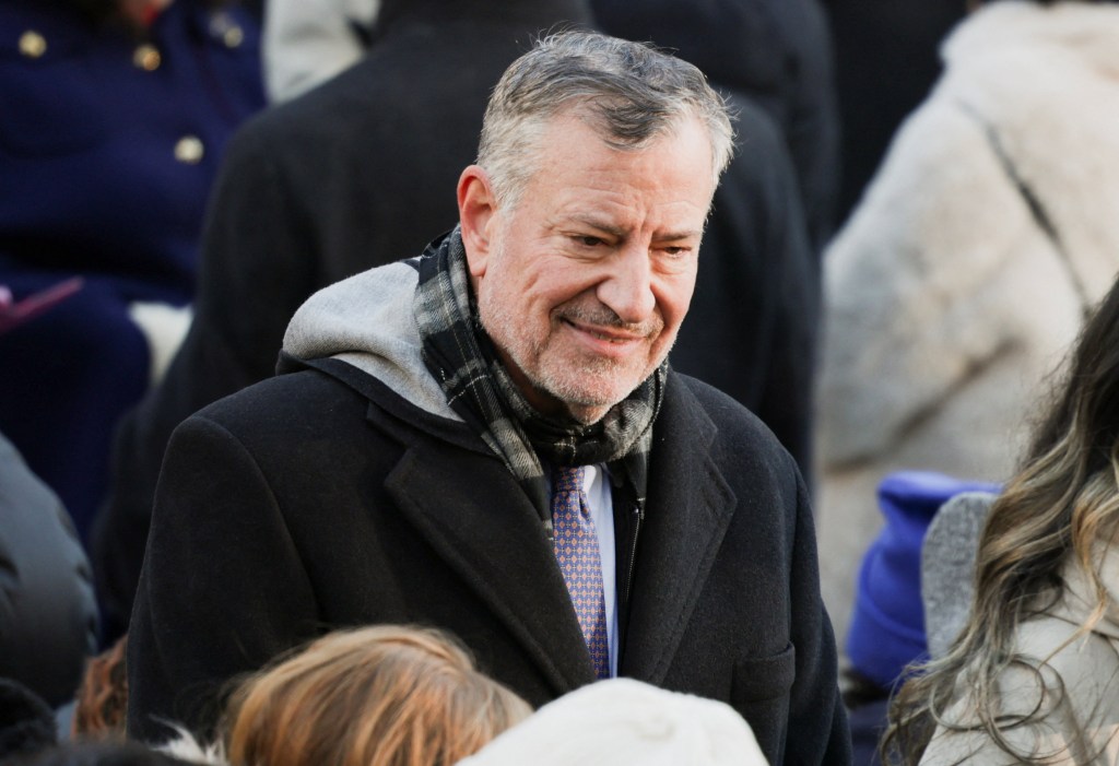 Former New York City Mayor Bill de Blasio at the inauguration ceremony of Mayor Zohran Mamdani.