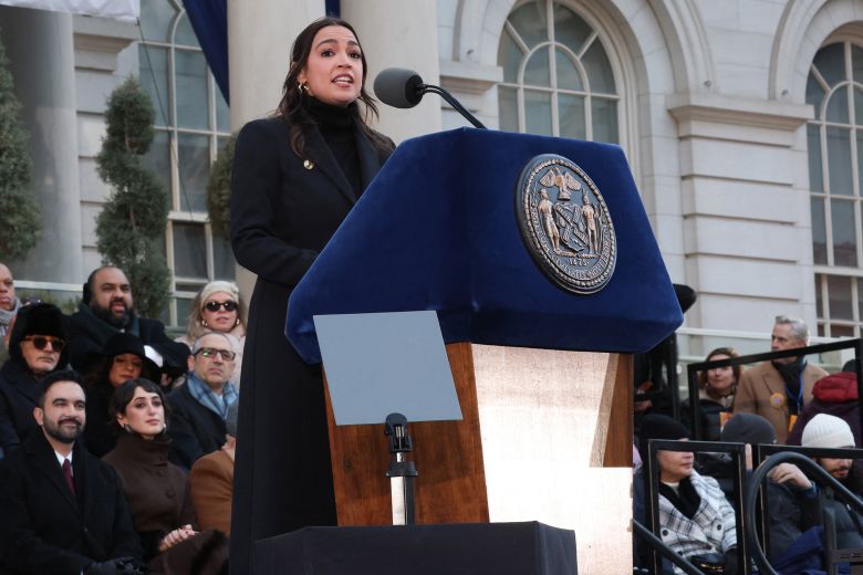US Rep. Alexandria Ocasio-Cortez, Democrat of New York, highlighted the historic nature of Zohran Mamdani's mayoralty in her speech Thursday.