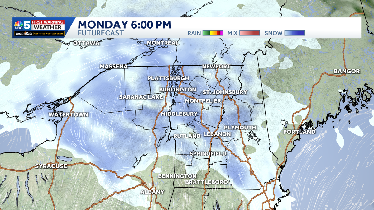 Another clipper brings snow Monday in Vermont, New York