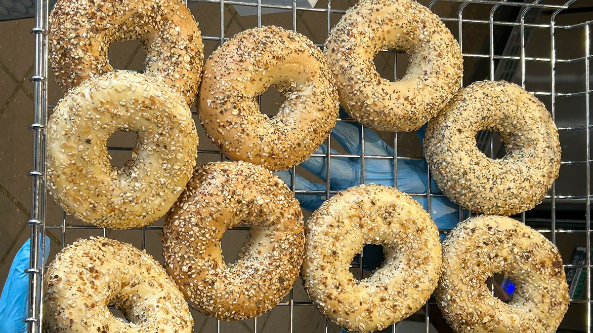 A basket of bagels from H&H Bagels.