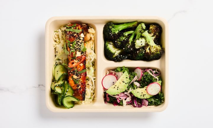 A tray of vegetables.