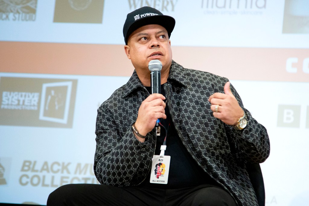 Jon-Adrian Velazquez speaking at the "Sing Sing" Premiere during the 2025 Diversity & Inclusion Film Festival.