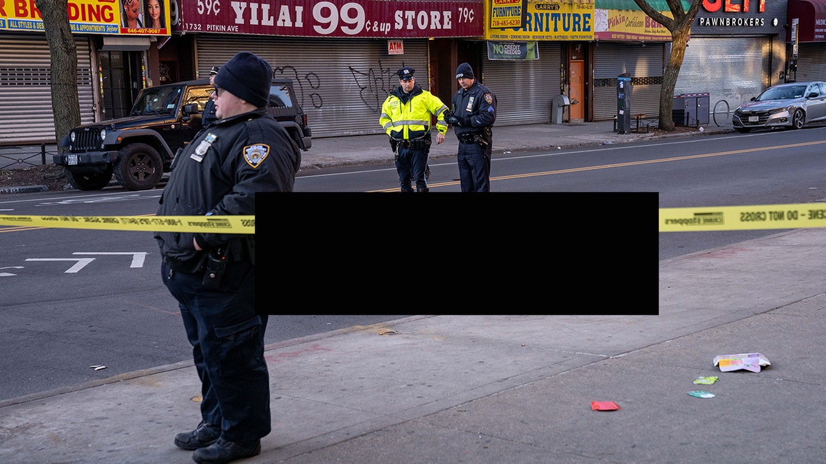 A police scene at the intersection of Pitkin Avenue and Osborn Street in Brooklyn where former child actor Kianna Underwood was found on January 16, 2026.