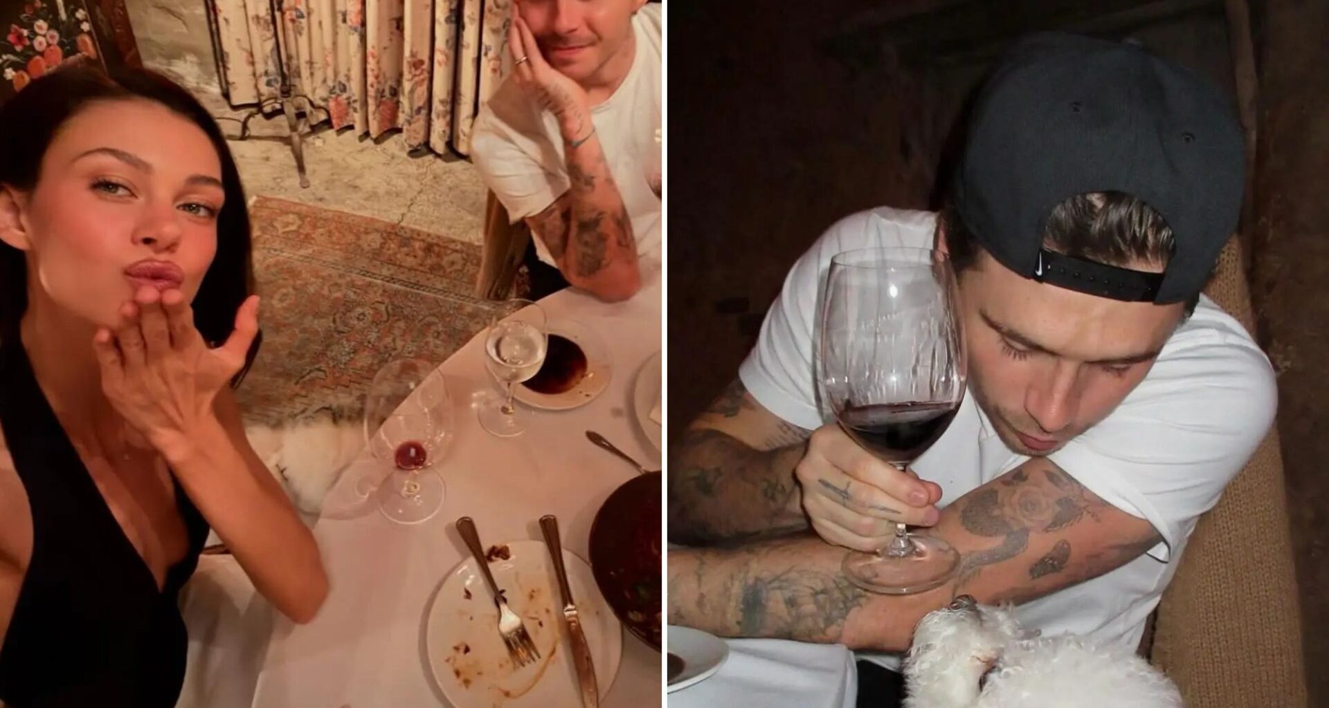 Brooklyn Beckham and Nicola Peltz look loved up as they enjoy 'world's most expensive wine' amid bitter family feud