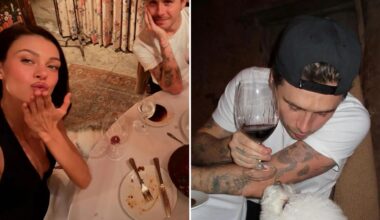 Brooklyn Beckham and Nicola Peltz look loved up as they enjoy 'world's most expensive wine' amid bitter family feud