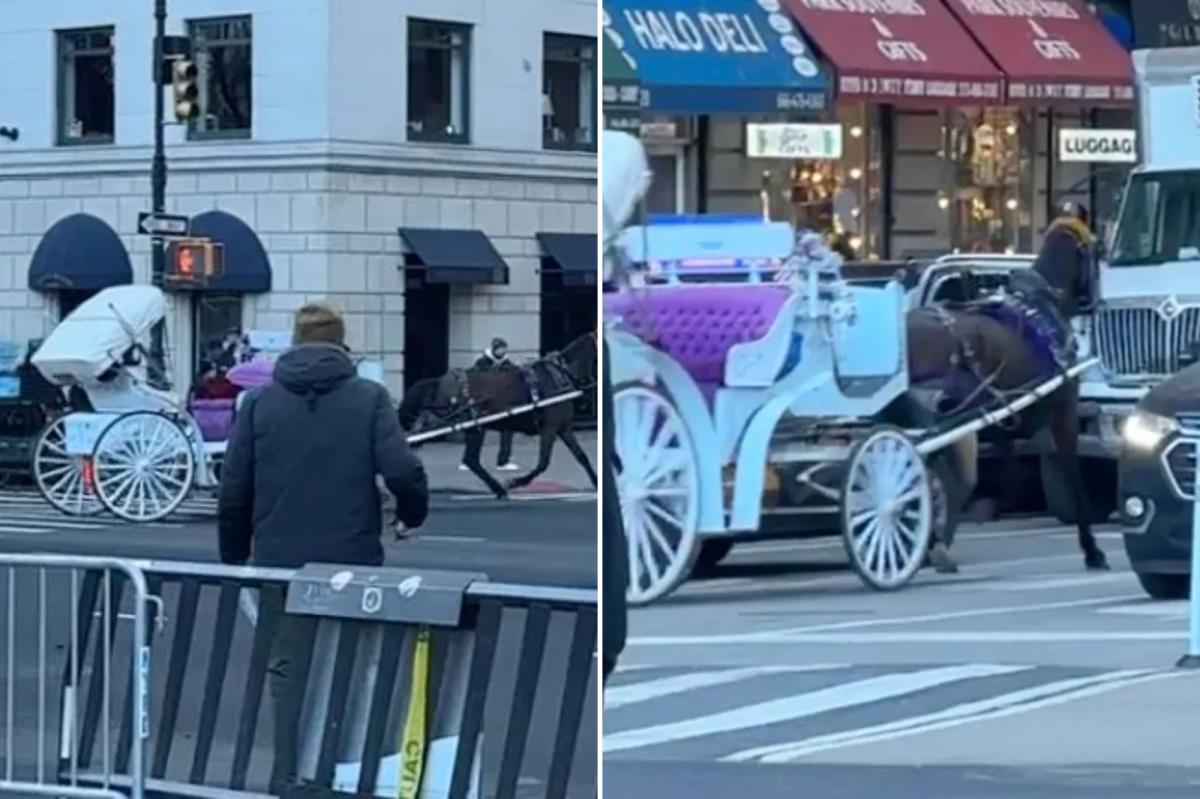 Wild video shows spooked NYC carriage horse running into Midtown traffic