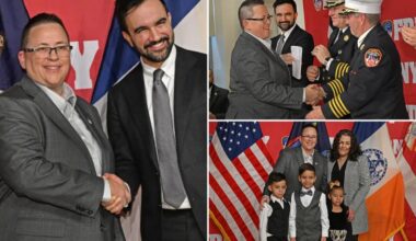 Mamdani swears in Fire Commissioner Lillian Bonsignore at FDNY headquarters