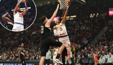 Josh Hart sparks Knicks by Trail Blazers in return with Karl-Anthony Towns glued to bench