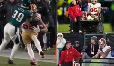 George Kittle carted off with Achilles injury in 49ers playoff blow