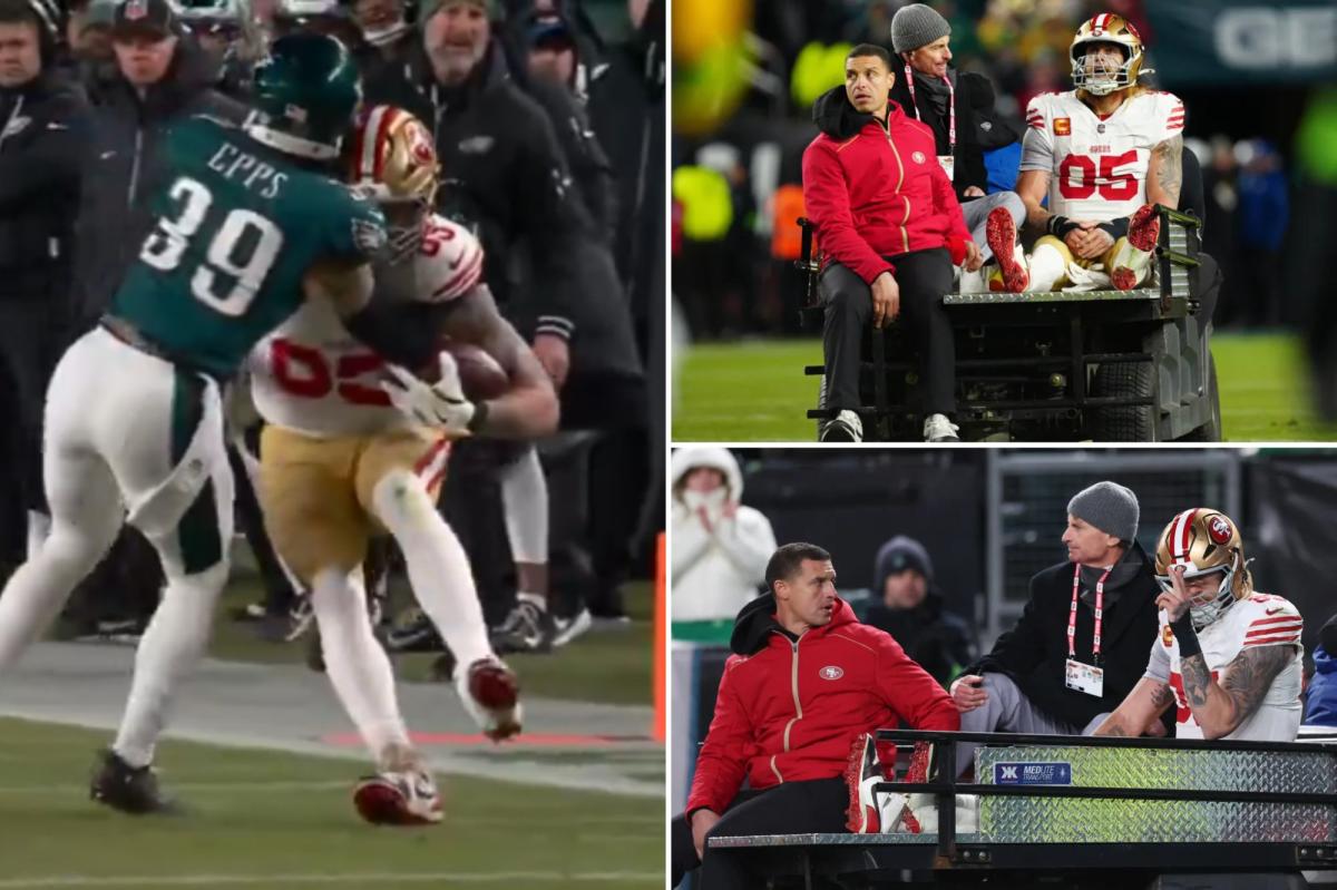 George Kittle carted off with Achilles injury in 49ers playoff blow