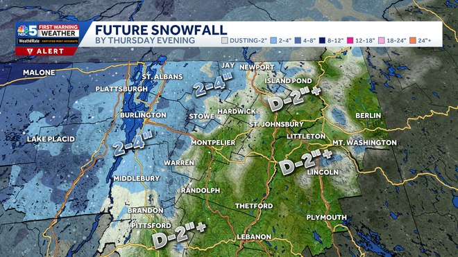 thursday snow map