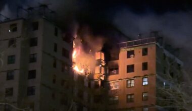 A still image from video of the scene of the fire.