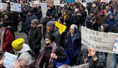 A photo of protesters in Manhattan.