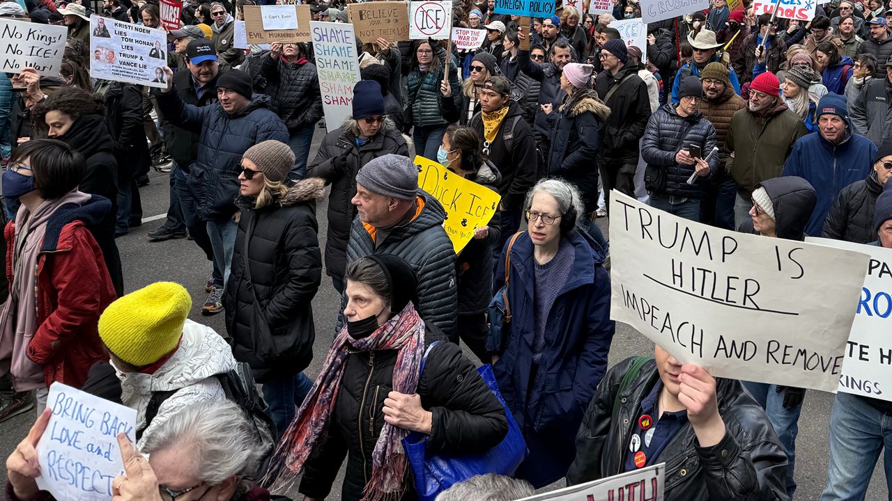 A photo of protesters in Manhattan.