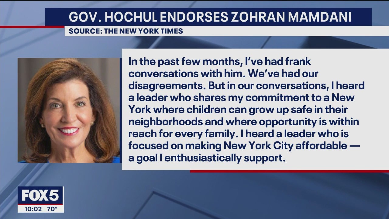 Hochul endorses Mamdani in NYC mayor's race