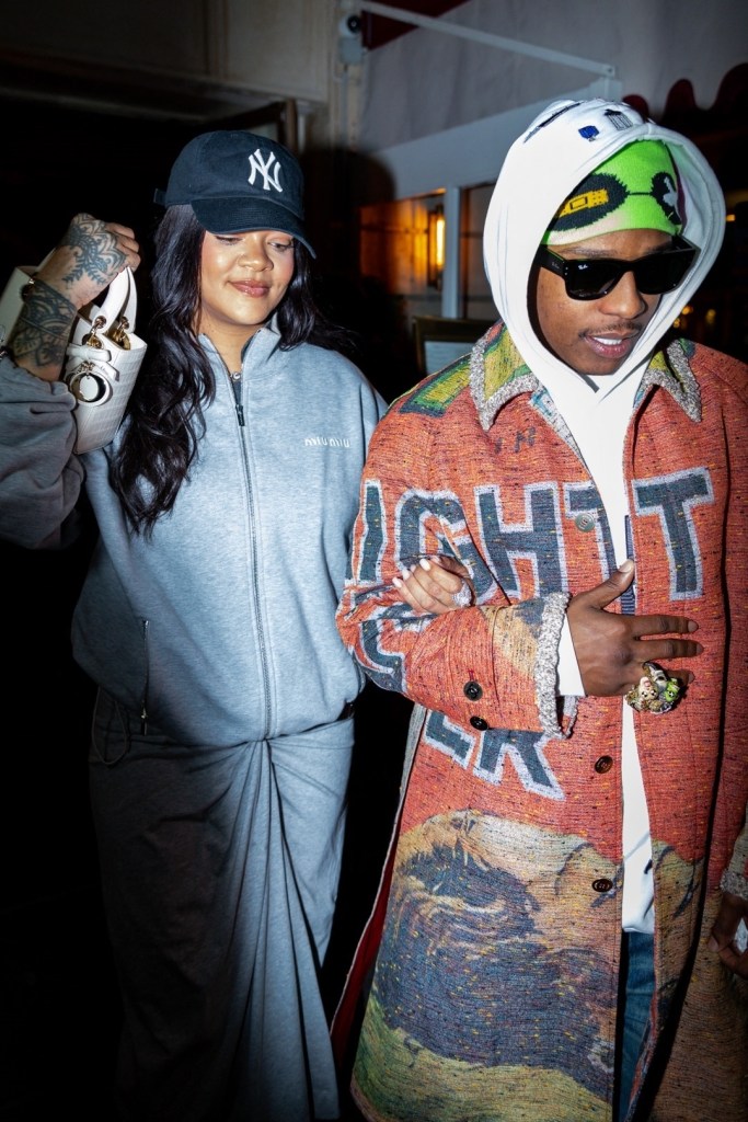 Rihanna and ASAP Rocky walking arm-in-arm during a night out in Paris.