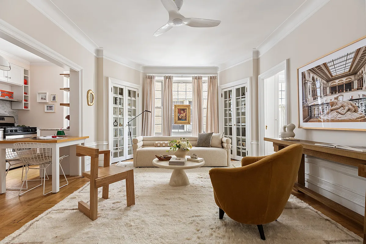 living room with view into kitchen