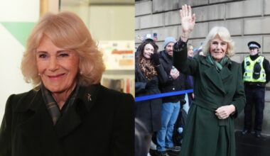 Queen Camilla wears green for her visit to the National Library of Scotland, to mark the launch of the National Year of Reading in Scotland on Jan. 19 Edinburgh, Scotland.