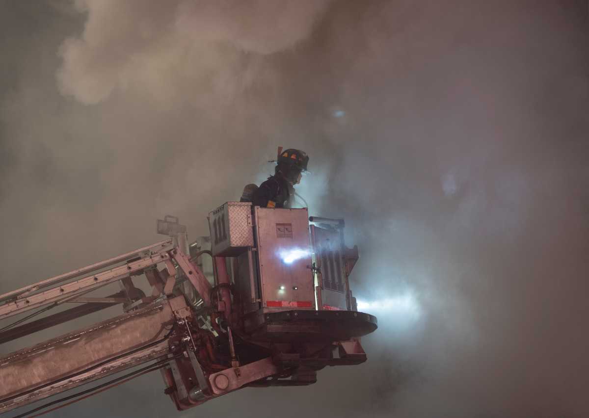 Two firefighters wound up being hospitalized after being caught in a burst of smoke and flame during the fire that engulfed 1905 Flushing Ave. in Ridgewood just after 4 a.m. on Jan. 17. 