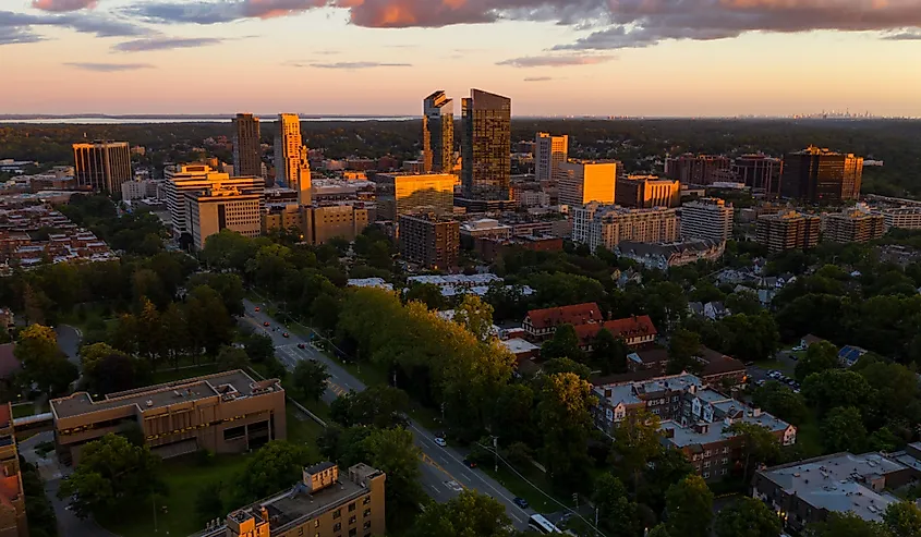 Aerial view of White Plains, NY. 