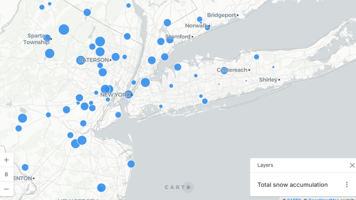 How many inches fell sof ar in NYC, NJ – NBC New York