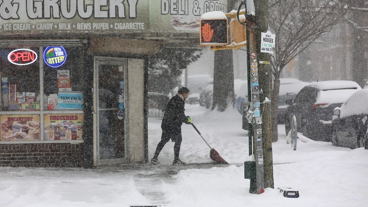 New York City residents face widespread closures and travel delays Monday after a heavy winter storm swept through the region Sunday. (Spectrum News NY1/Christina Santucci)