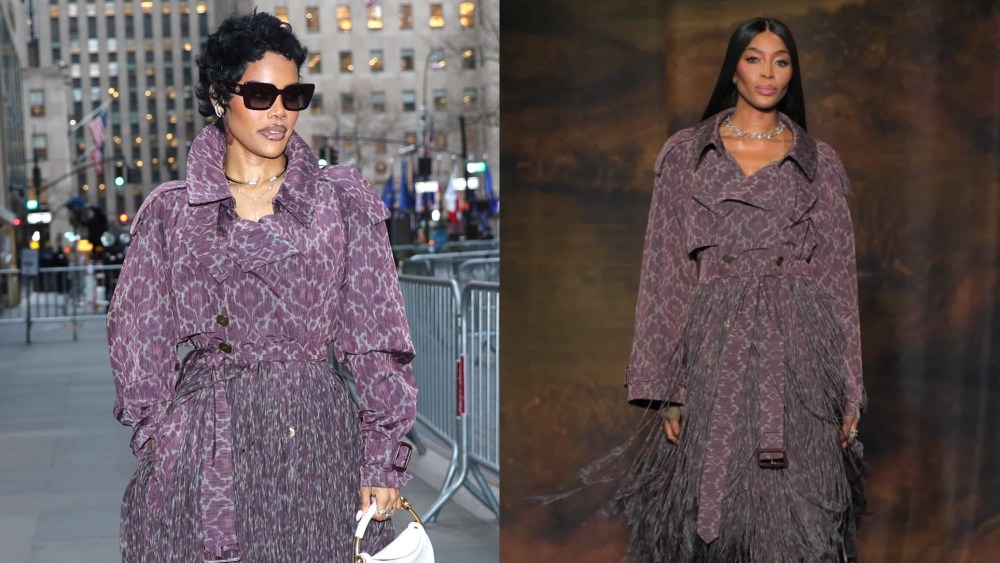 Teyana Taylor wears a Burberry fall 2025 ready-to-wear collection in New York City on Jan. 15.