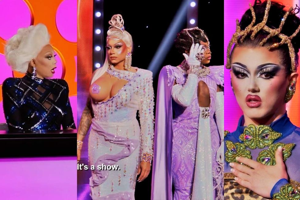\u200bRuPaul; Mia Starr, Vita VonTesse Starr; Myki Meeks on RuPaul's Drag Race season 18 episode 4