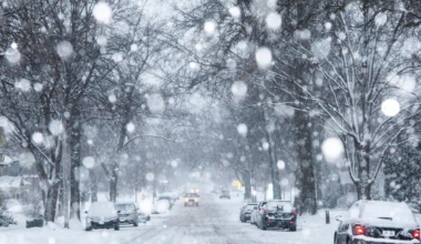 Snow and sleet cover roads in the Northeast