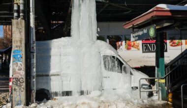 NYC van owner’s ride encased in waterfall of ice after snowstorm