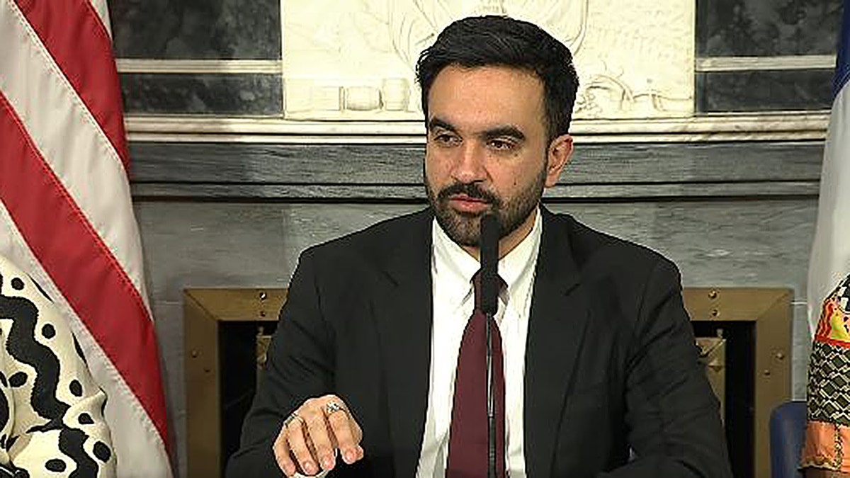 Zohran Mamdani speaking at a media roundtable